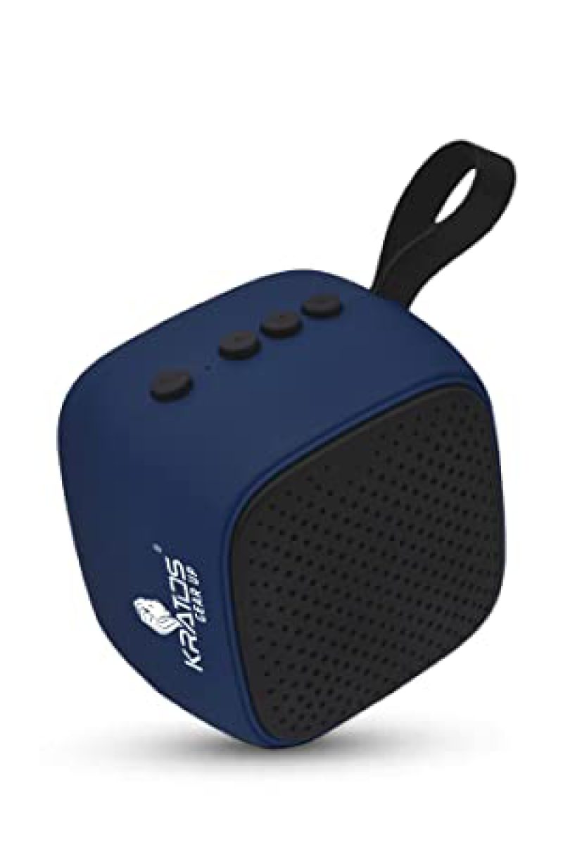 Kratos Cube TWS Bluetooth Speakers, in Built Microphone, in Built FM, SD Card Slot, Multiple Playing Options (Blue)